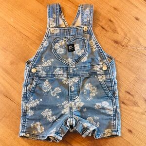 Baby B’gosh Blue Short Overall With Flowers 18 Mos